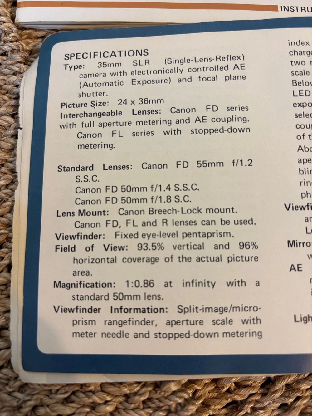 Canon AE-1 Film Camera 1970s (79?) FD 50 mm 1:1.4 s.s.c. Lens